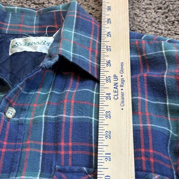 Vintage St. Johns Bay Quilt Lined Flannel Shirt Jacket Men's Green/Blue Plaid M - Picture 7 of 15